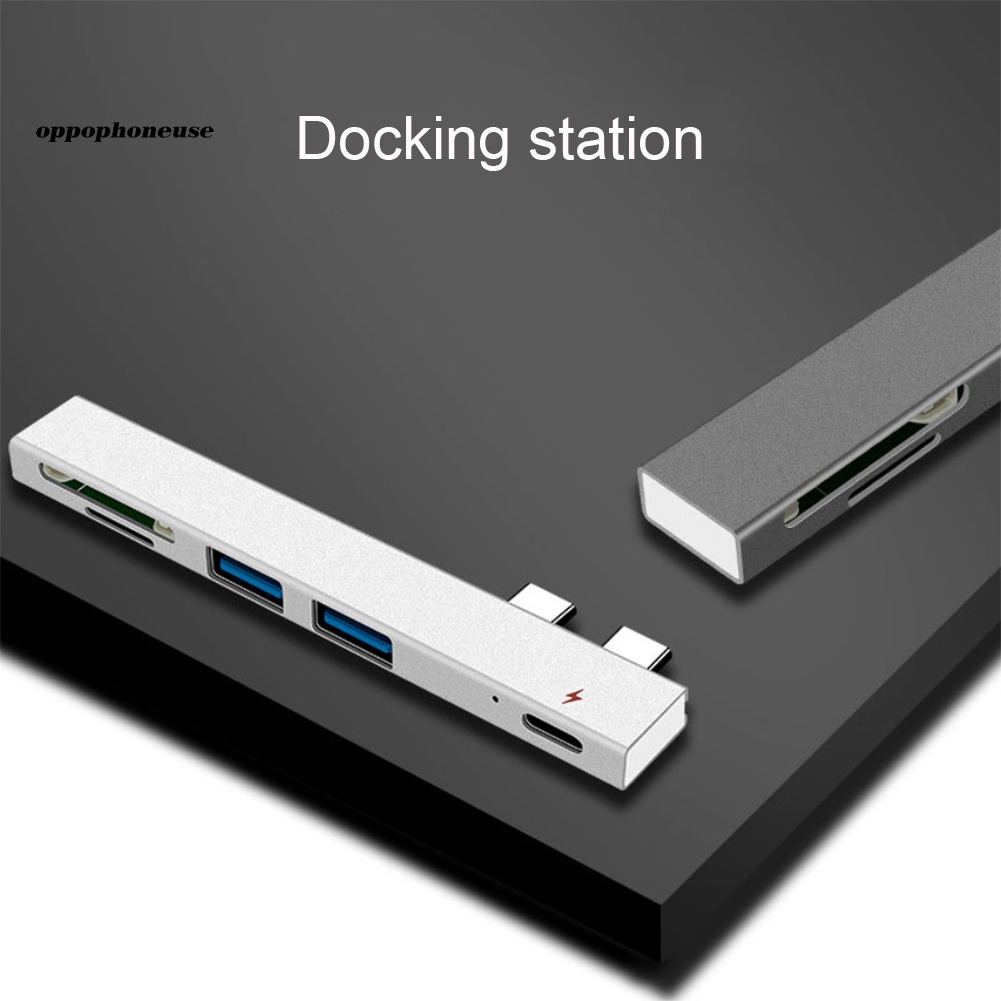 *DNPJ* Dual Type C Hub USB-C to USB 2.0 PD Charging TF Secure Digital Card Dock Adapter