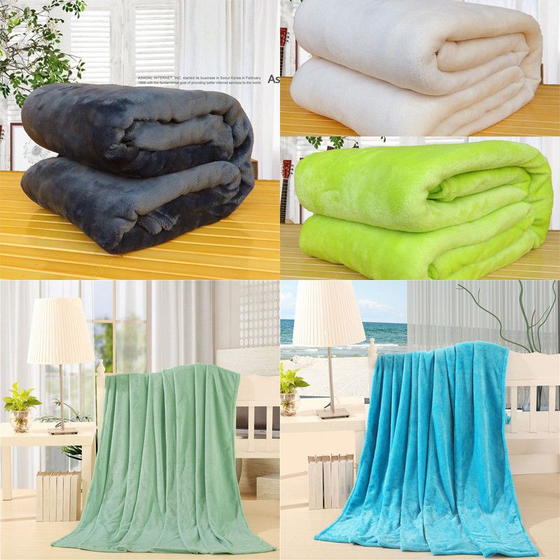 Chăn Flannel Mềm Mại Dày Dặn Ấm Áp Màu Trơn Dùng Cho Sofa / Phòng Ngủ