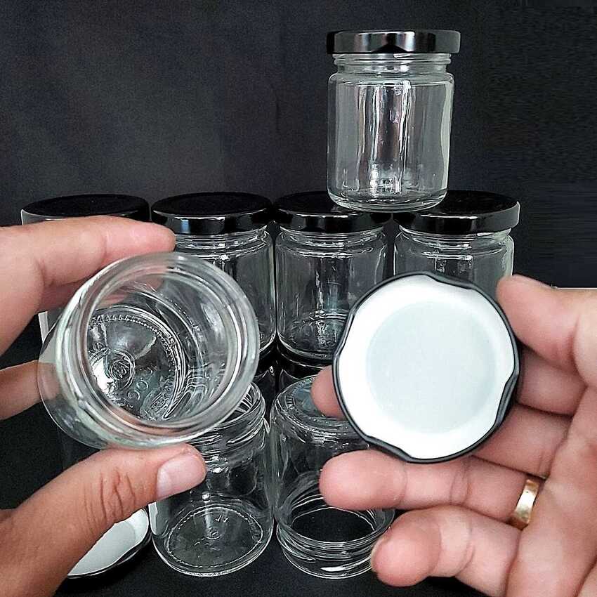 Hũ thủy tinh 100ml  nắp thiếc đen vặn - Hủ đựng sữa chua - Lọ chưng yến