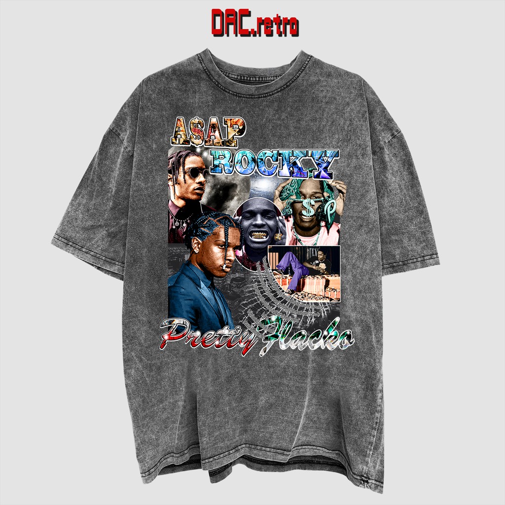 Áo Vintage DACretro HipHop Asap Rocky tay lỡ cotton nhiều Form in hình Rapper Asap Rocky [Tặng Voucher 10%]