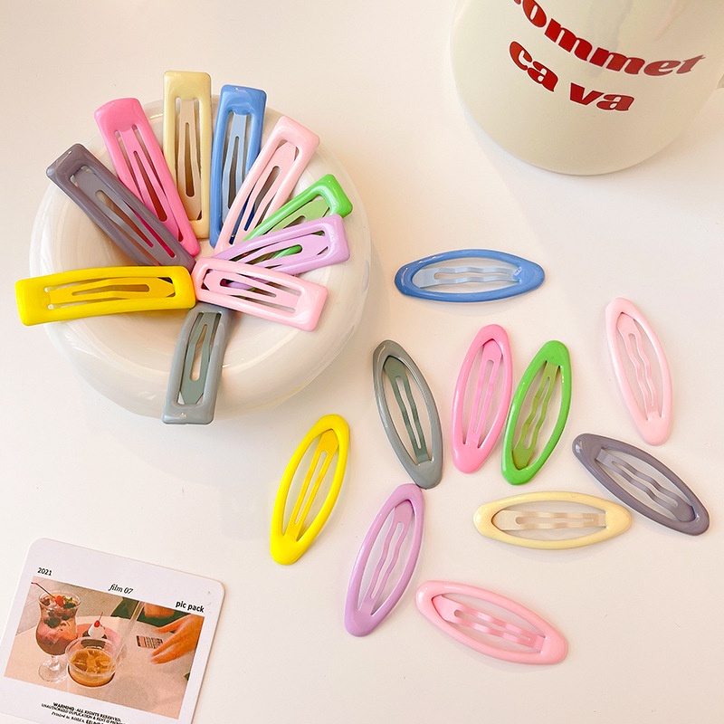 Túi 10 kẹp tóc bấm/cặp tóc mái cho bé gái hình ngôi sao màu Macaron siêu xinh phong cách Hàn Quốc