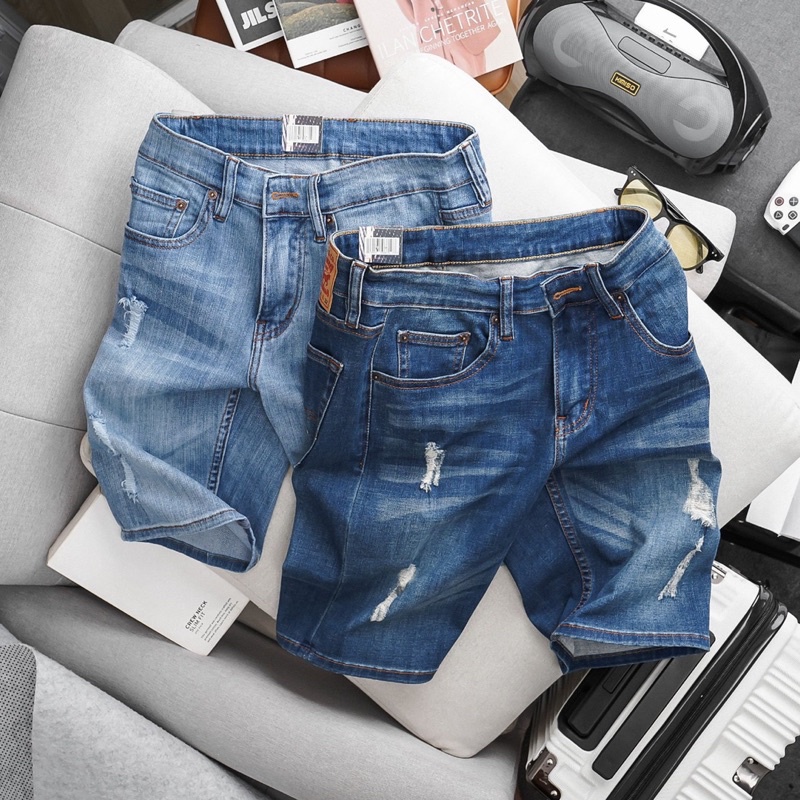 Quần Short Jean Nam màu Xanh, Quần Lửng Nam Jean thời trang cao cấp