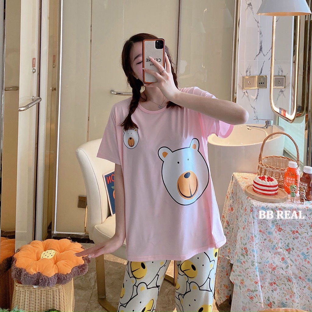 Đồ Bộ Mặc ở Nhà Bộ Đồ Ngủ Nữ Quần Dài Pijama Thun Lạnh Đẹp [CODE 53-56] Freesize Từ 45-55Kg - BB REAL | BigBuy360 - bigbuy360.vn