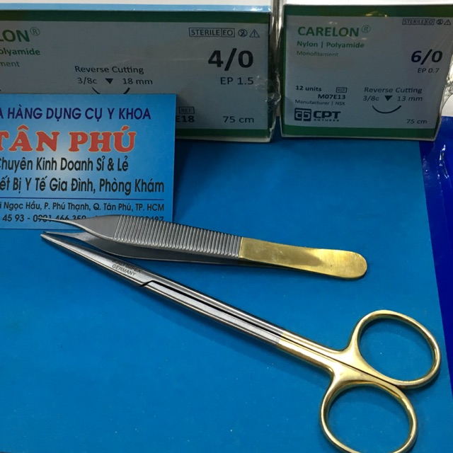 Combo nhíp, kéo, chỉ nylon 6/0, 4/0