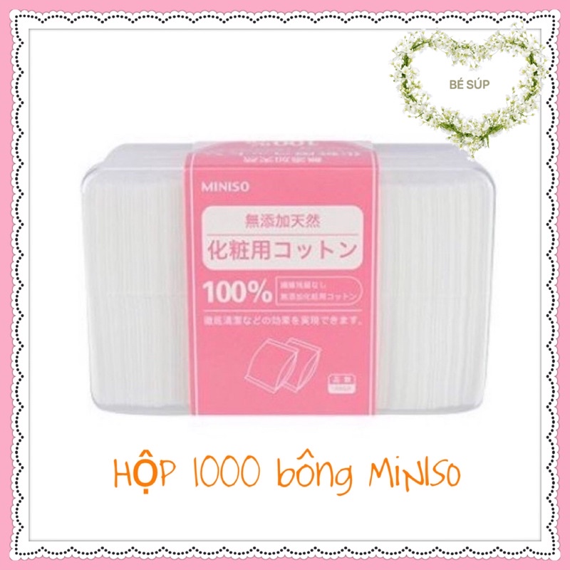 Bông tẩy trang 1000 miếng Miniso Nhật Bản