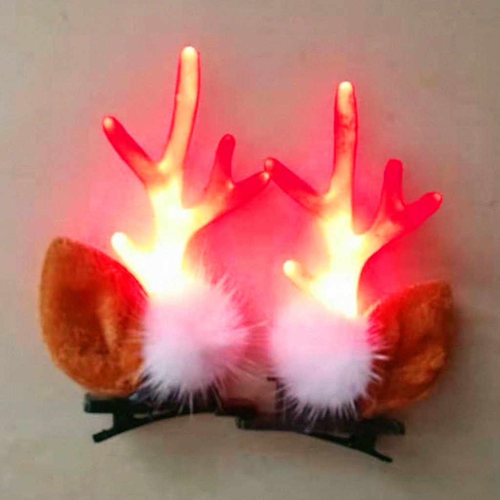 Kẹp tóc hình sừng tuần lộc có đèn LED