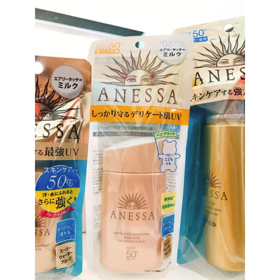 KEM CHỐNG NẮNG ANESSA MILD MILK 60ml dành cho da nhạy cảm ,em bé, trẻ em và đi biển