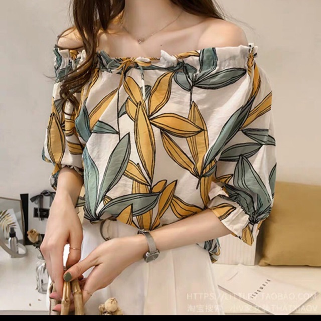 [Hàng order TABAO] áo hoa hở vai