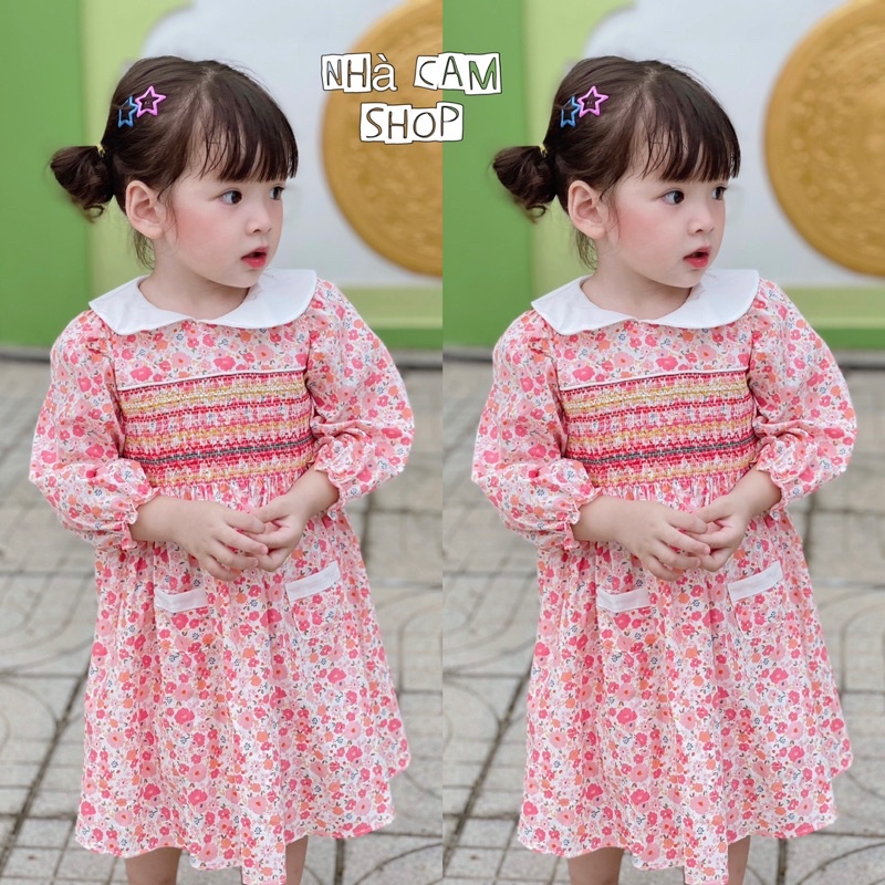 Váy smock Hoa Nhí Dài Tay Cho Bé Gái - Nhà Cam