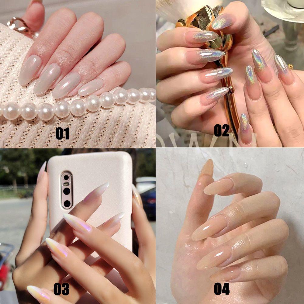 MIHAN1 Hộp 24 Móng Tay Giả Phủ Toàn Diện Đính Đá Cực Quang Cho Nữ