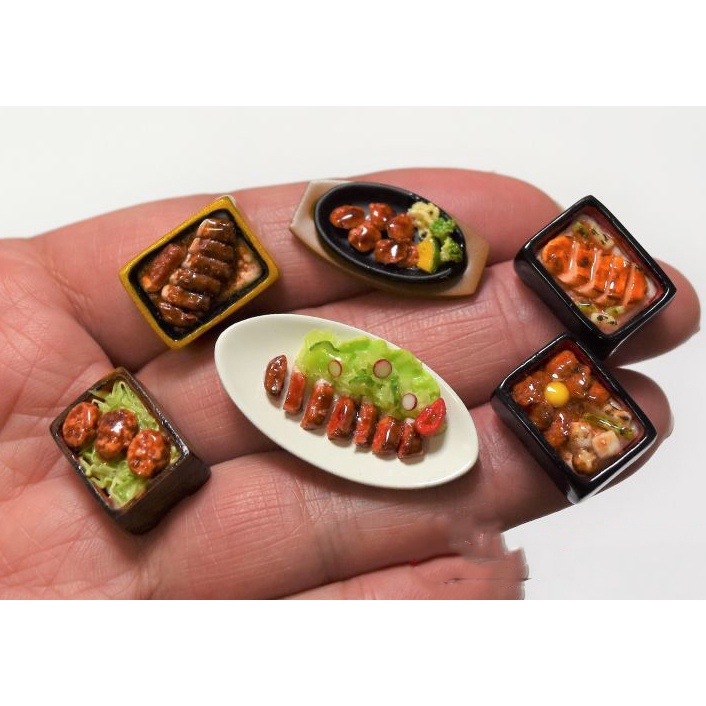 Khuôn cơm và thịt các loại mô hình thức ăn mini dollhouse nhà búp bê minifood nặn đất sét silicone mold
