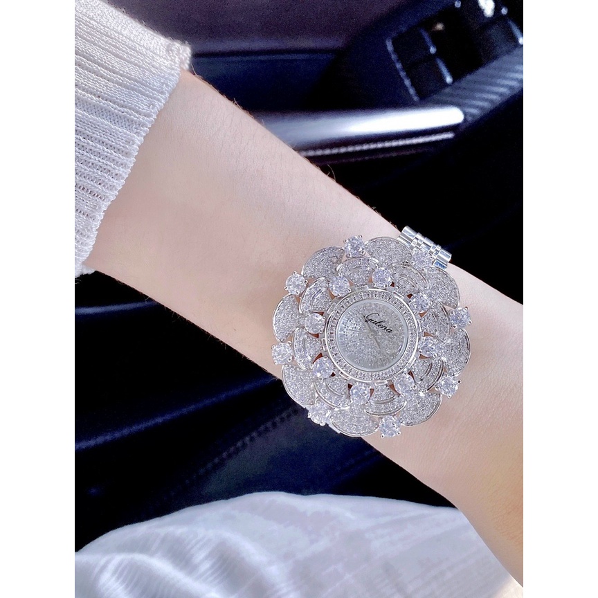 Đồng hồ đeo tay nữ chính hãng, đồng hồ nữ GULENA đính kim cương nhân tạo cao cấp, mặt hoa siêu sang chảnh, mẫu hot nhất