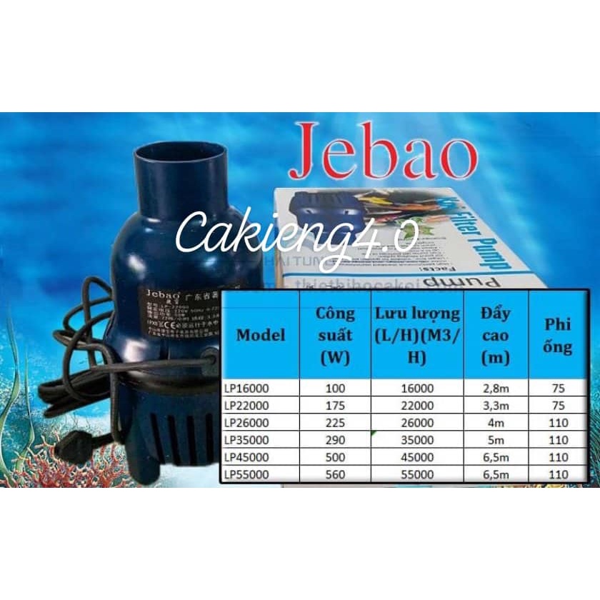 Máy bơm đứng  cho hồ Koi Jebao LP-16000 100W, LP-22000, LP-26000, LP-35000, LP-45000 , LP-55000