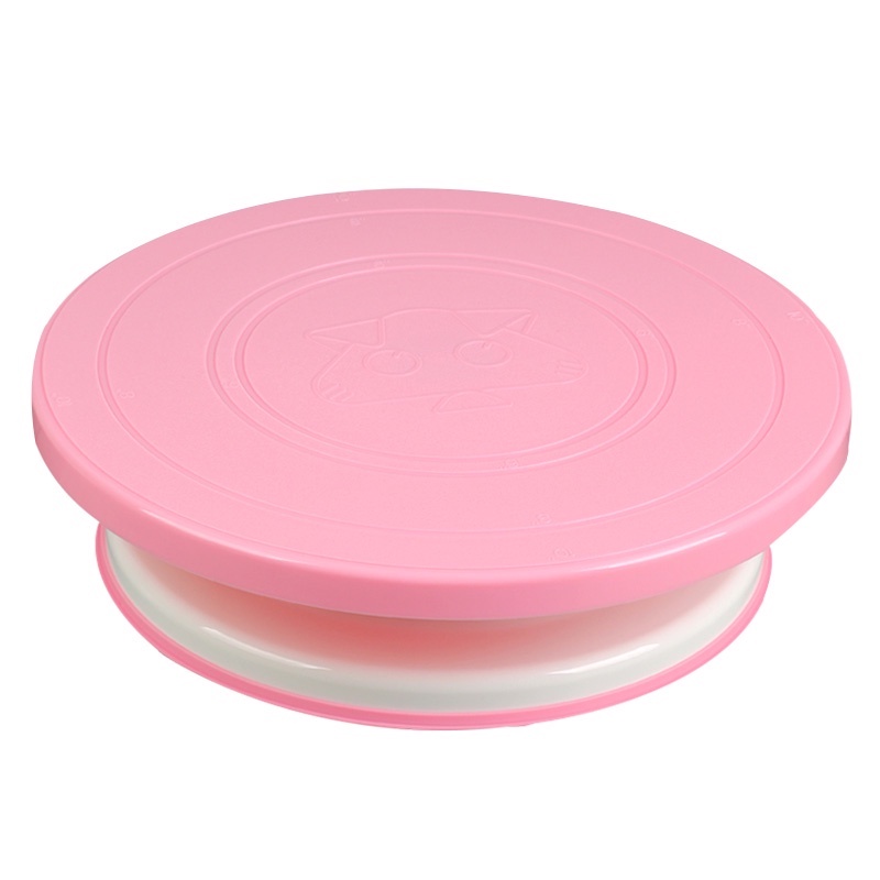 Bàn xoay bánh kem bằng nhựa đường kính 28 cm cao 7 cm màu hồng dụng cụ trang trí bánh sinh nhật