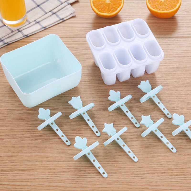 1 Pc 8 Grid Summer DIY Plastic Ice Cream Frozen Lolly Juice Mold/ Homemade Popsicle Making Mould