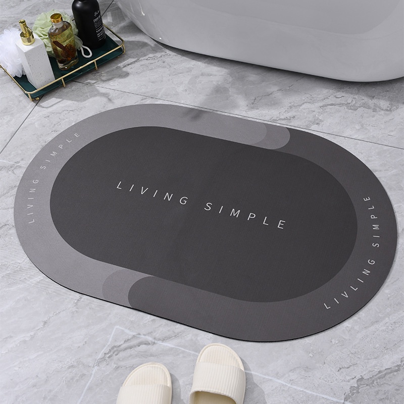 Thảm Lau Chân Silicon Bầu Dục Siêu Thấm Nước Chất Liệu Chống Trơn Trượt 60cm*40cm Dày 3mm- QMPK112/113/114