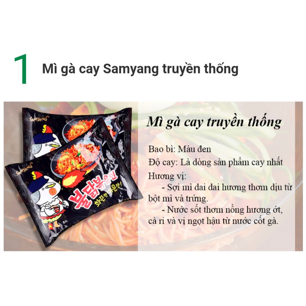 COMBO 5 mì gà cay khô samyang hàn quốc,