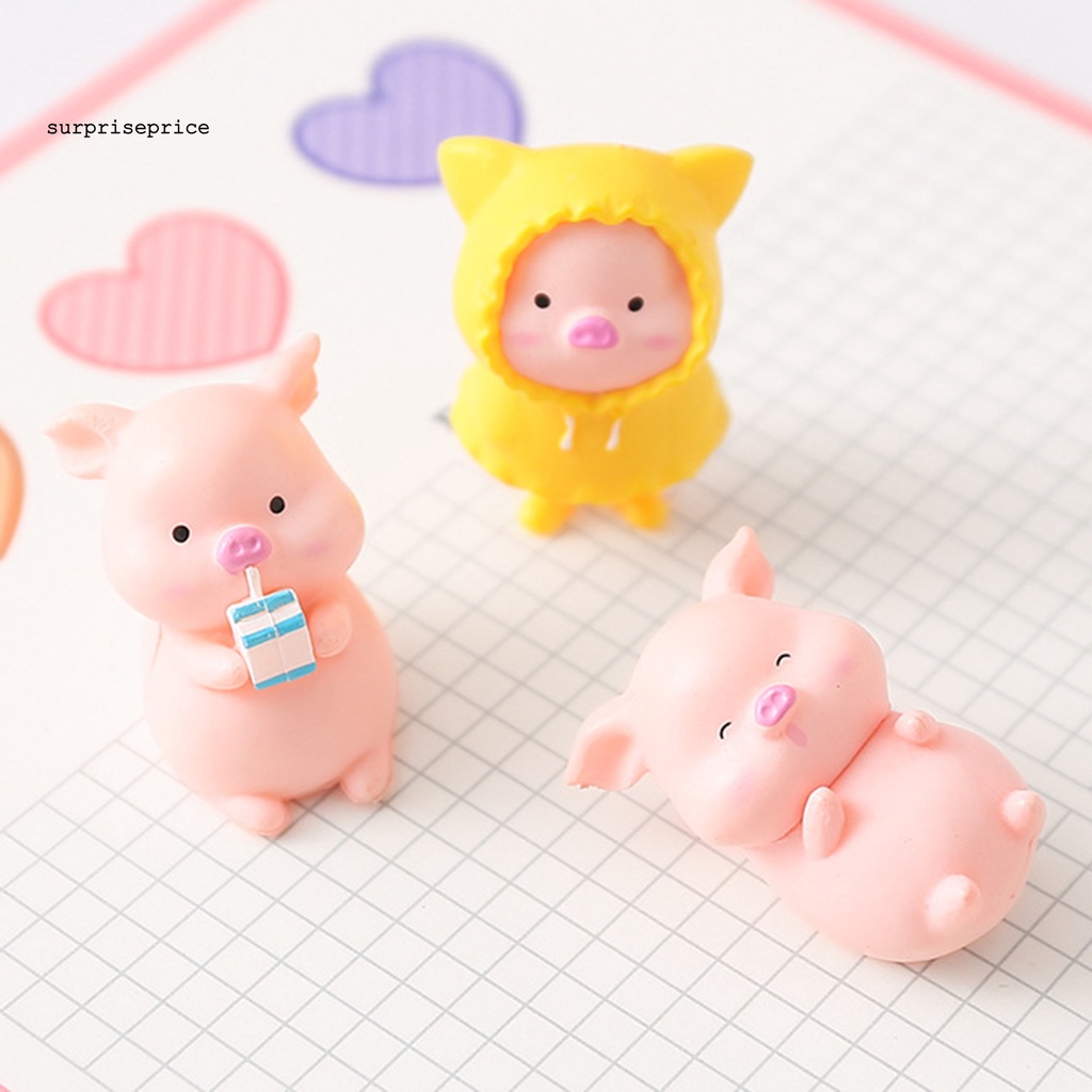 Mô Hình Chú Heo Hoạt Hình Mini Dễ Thương Dùng Trang Trí