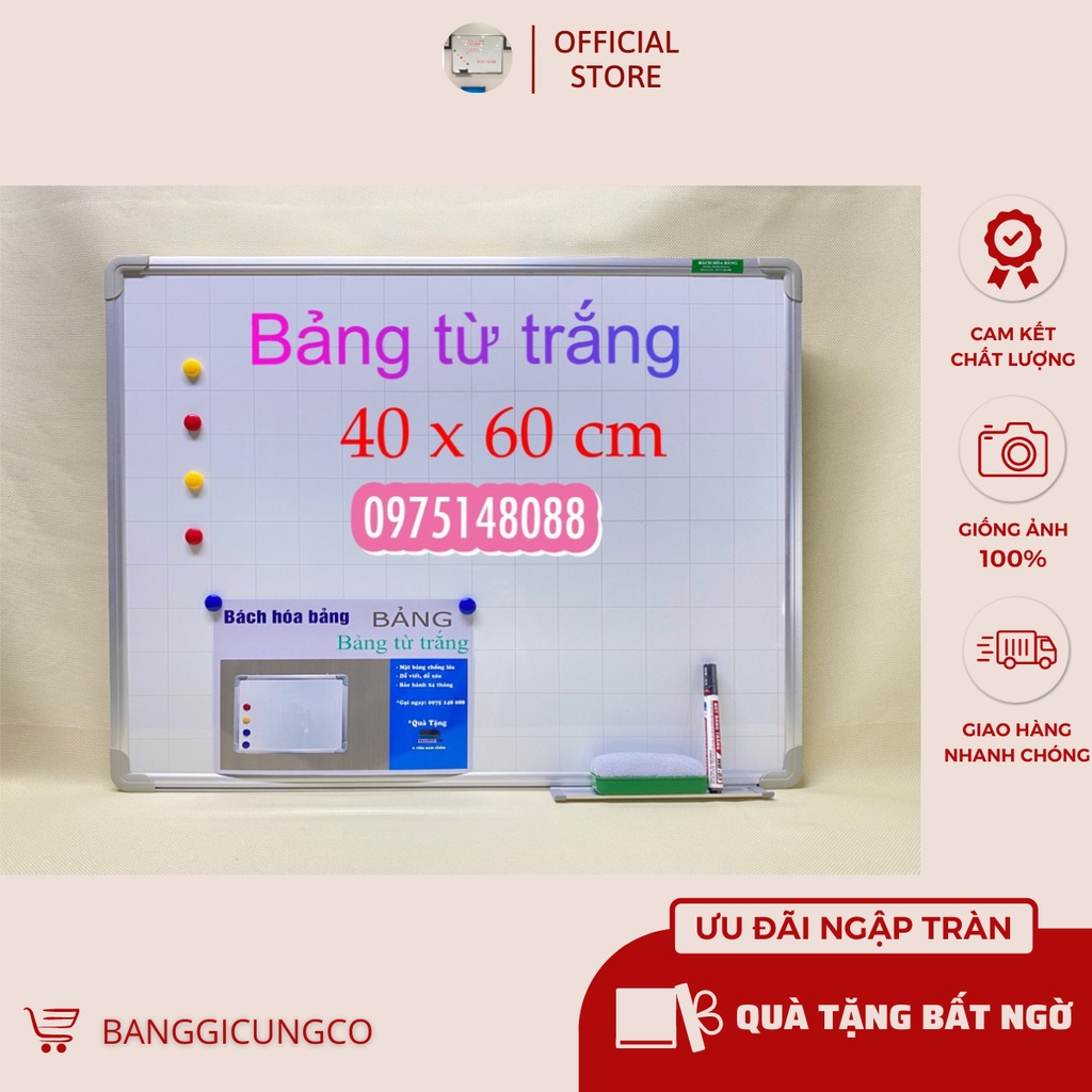 / Bảng Từ Trắng Viết Bút Lông KT: 40x60cm, Bảng Viết Bút Chuẩn Hàn Quốc - Freeship Trong Nội Thành Hà Nội