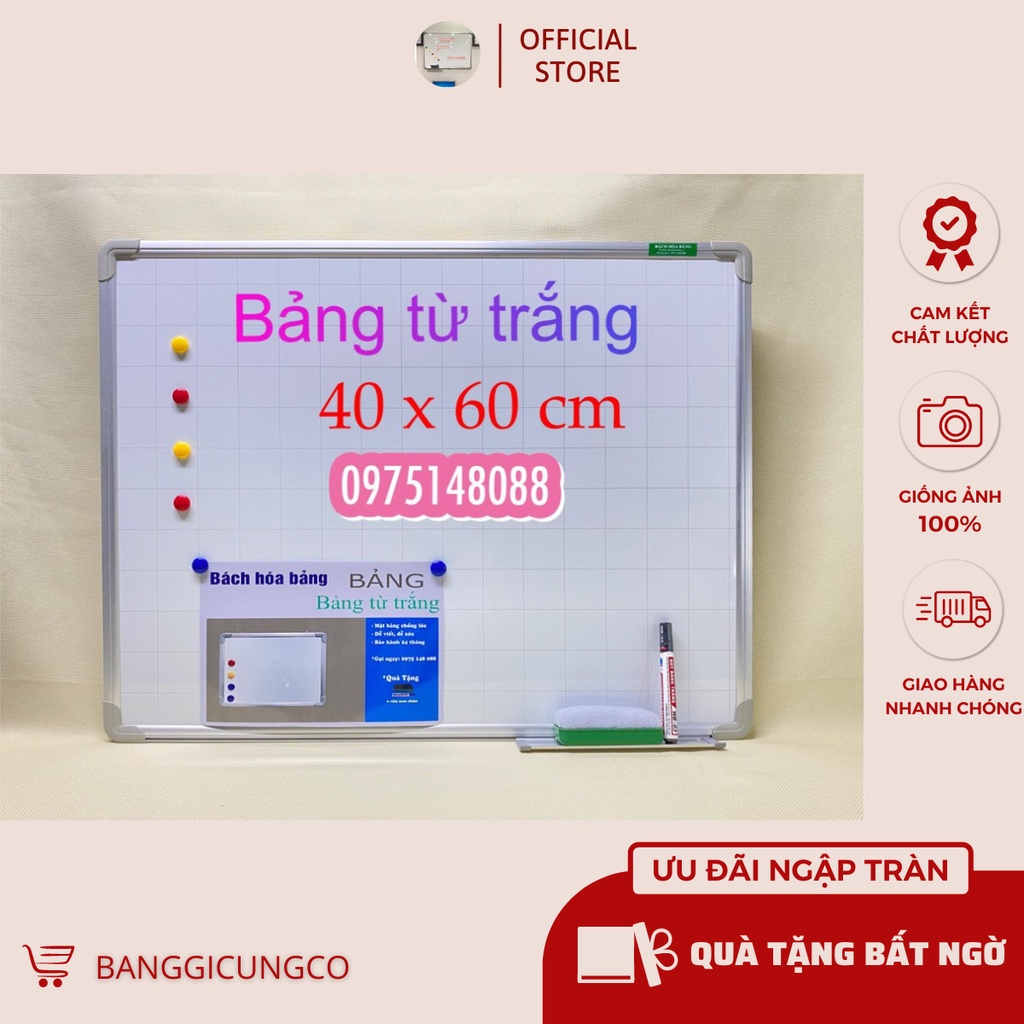 { Loại tốt}/ Bảng Từ Trắng Viết Bút Lông KT: 40x60cm, Bảng Viết Bút Chuẩn Hàn Quốc - Freeship Trong Nội Thành Hà Nội