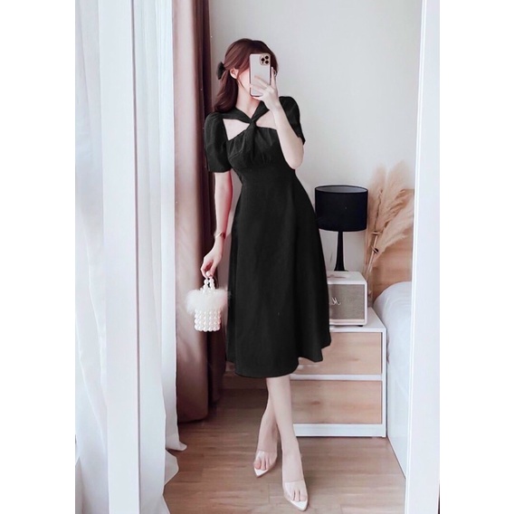 [Shop bigsize nữ 50kg-90kg] Đầm tiểu thư 565 mặc Tết, đi tiệc màu đỏ, đen, trắng