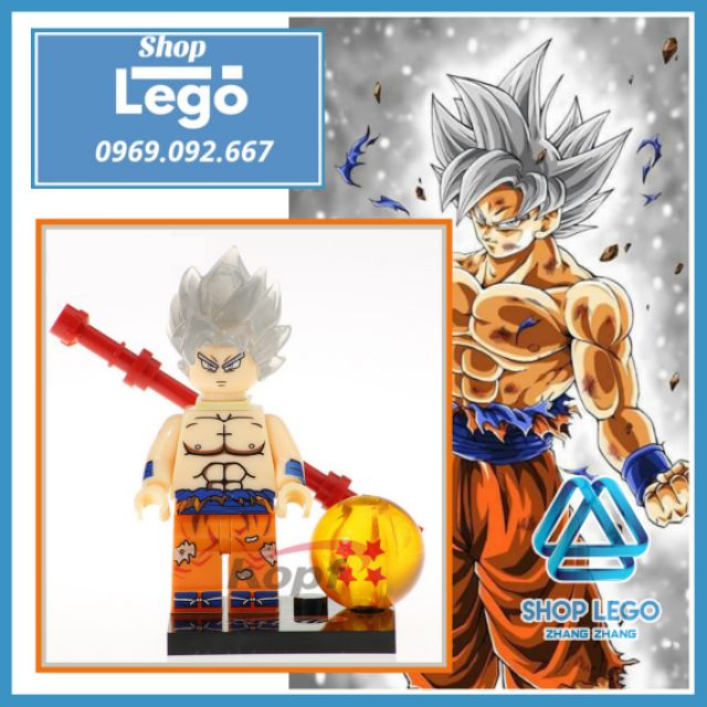 Xếp hình Songoku Goku (Ultra Instinct Perfect) trong 7 viên ngọc rồng Dragon Balls Lego Minifigures Kopf KF456