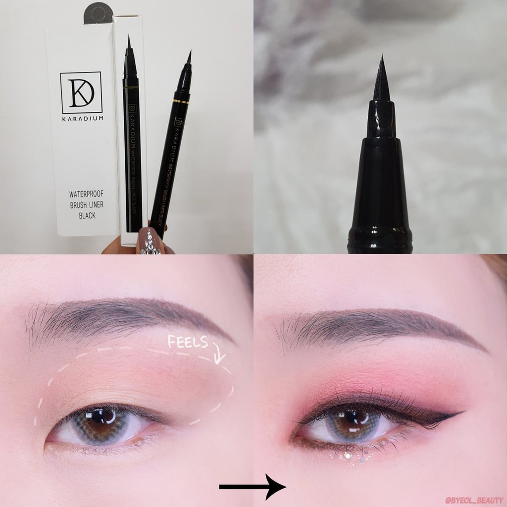 Kẻ mắt dạ KARADIUM - Waterproof Brush Liner Black (Màu trắng )