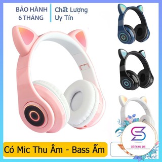 💎BH 6 THÁNG💎 Tai Nghe Bluetooth Mèo, Siêu Dễ Thương - Bản Cao Cấp Chống Ồn - Có Mic - Âm Bass Mạnh Mẽ