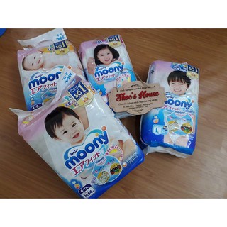 BỈM MOONY NHẬP KHẨU QUẦN/ DÁN NGUYÊN BAO BÌ NEWBORN90,S84,L54, M64, M58, L44 trai/gái, Xl38 trai/gái