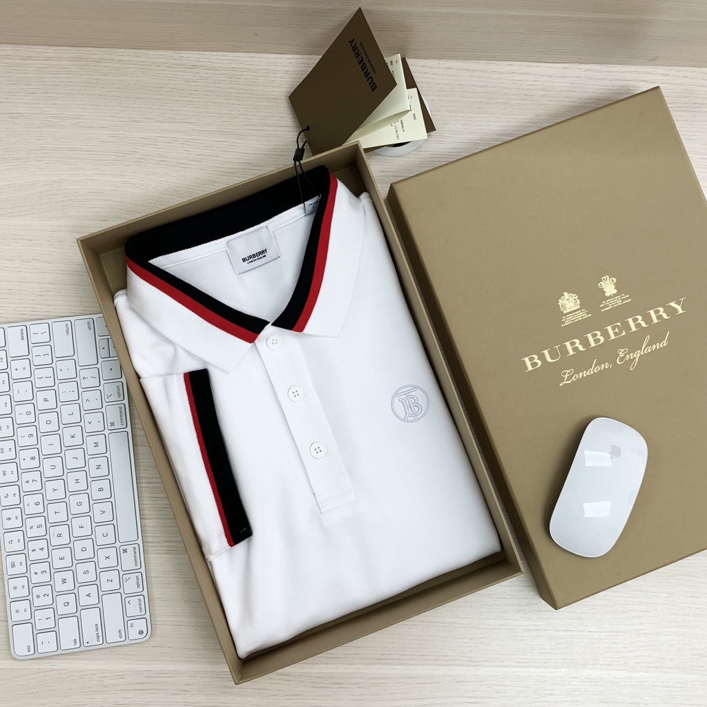ÁO THUN POLO TRẮNG VIỀN CỔ ĐEN ĐỎ QUÁ ĐẸP - POBB3