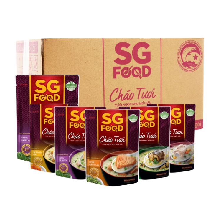 Thùng 30 gói cháo tươi Sài Gòn food 270g dành cho bé từ 12 tháng (đủ vi)