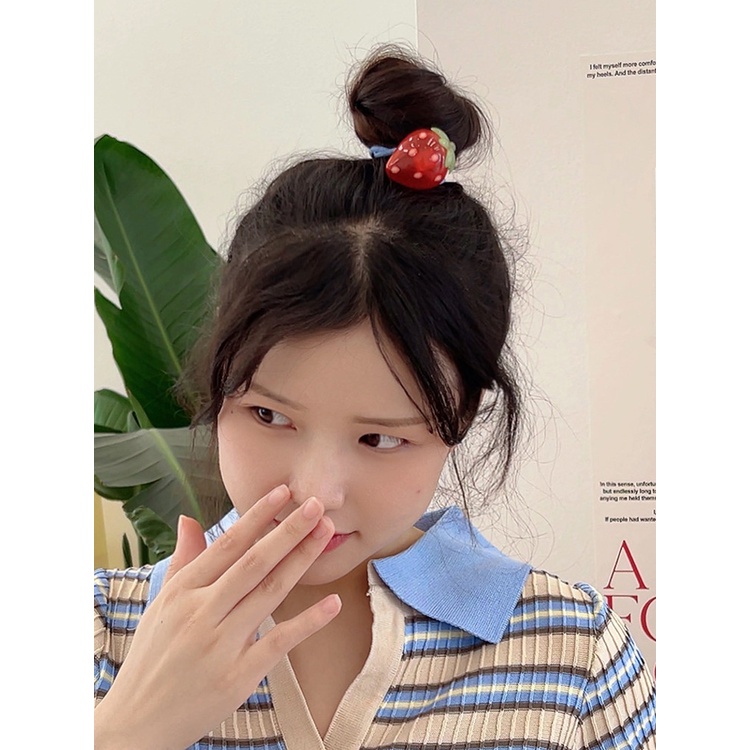 Dây Cột Tóc 5.5CM Họa Tiết Trái Cây Hoạt Hình Dễ Thương Cho Nữ