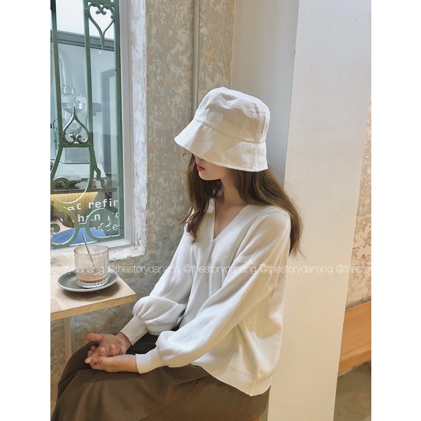 Áo cardigan nữ trơn len mịn tay phồng  A1524