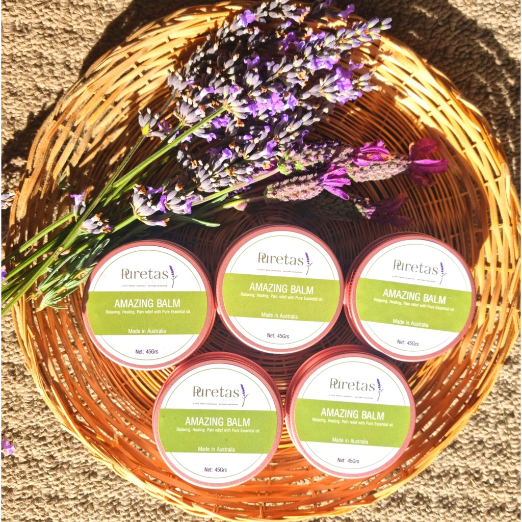 Cao xoa bóp tinh dầu thiên nhiên Amazing Balm Puretas, cao thư giãn, gảm đau xương khớp