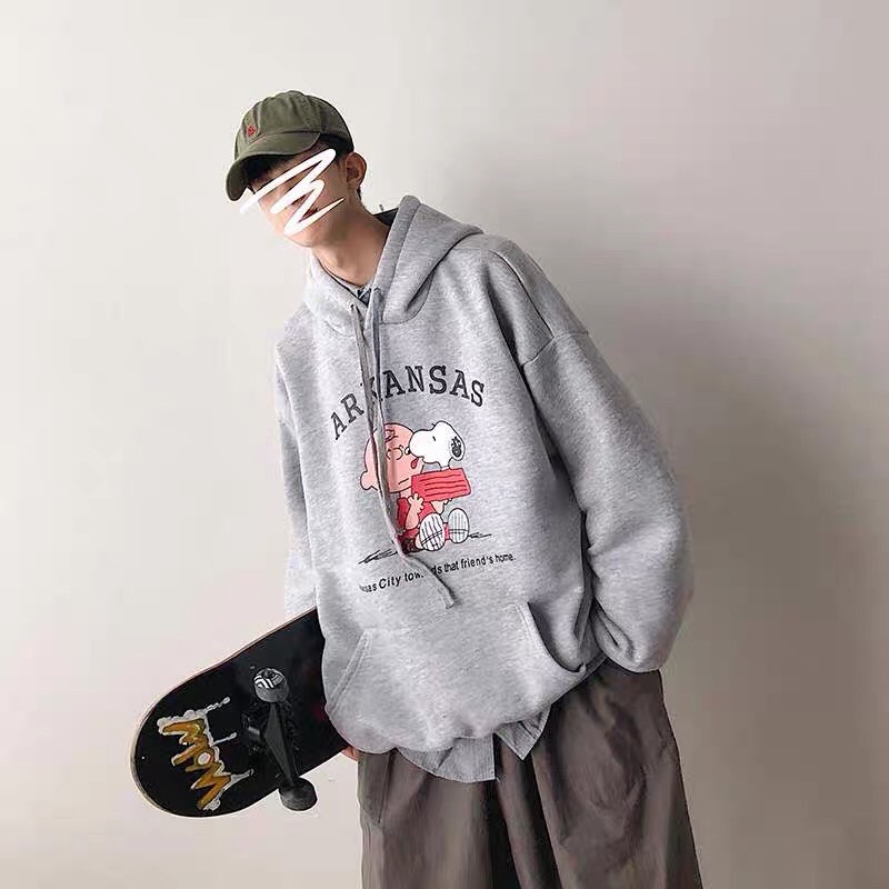 Áo hoodie nỉ bông chó snoopy (ảnh thật) form dưới 75kg