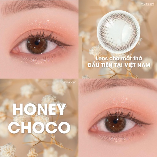 Kính Áp Tròng Cận Cho Mắt Thở VIVIMOON màu nâu tự nhiên - HONEY CHOCO 13.1 mm
