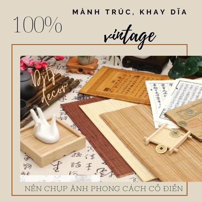 (NHIỀU SIZE-VINTAGE) phông nền phụ kiện chụp ảnh MÀNH / DĨA TRE. Chiếu trà, chiếu trúc, mành trúc, rèm tre decor bàn ăn