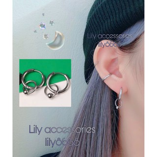 Double Hoop Earring With Ball khuyên tai titan 2 vòng phối bi không gỉ không đen không dị ứng cho nam nữ