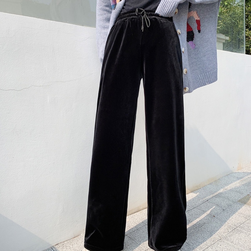 Quần Nhung Ống Loe Lưng Cao Màu Sắc Thời Trang Cho Nữ