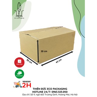 COMBO 10 THÙNG CARTON 45x30x20 CM cỡ lớn GIÁ RẺ - BAO BÌ XANH - THÙNG GIẤY dùng đóng hàng, chuyển nhà, lưu trữ đồ đạc