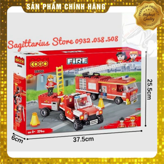 Bộ non-lego 3606 Lắp Ráp Xe Thang Cứu Hỏa