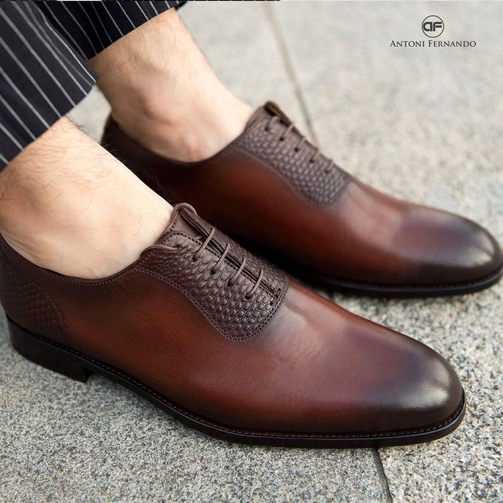 Giày Công Sở Oxford Nam Da Bò Ý Đế Da Handmade Antoni Fernando AF60922