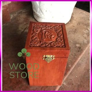 Hộp trà chữ phúc-Hộp đựng trà gỗ 10x10x20