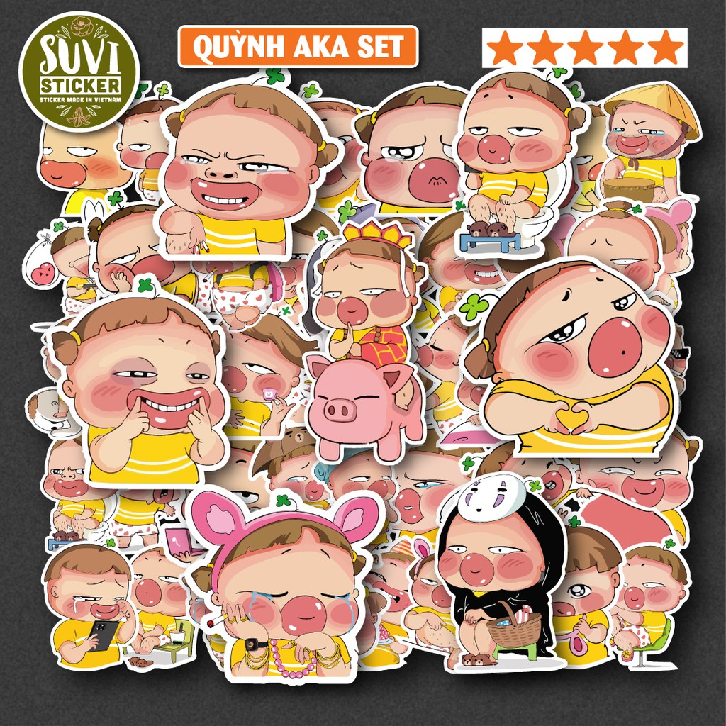 50 Sticker Cute Icon chống nước sticker dán laptop, điện thoại, đàn guitar, mũ bảo hiểm, vali. MSP: SV131