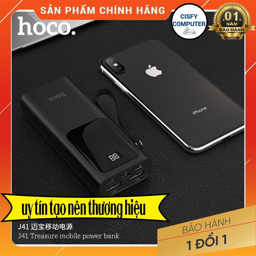 🌟CHÍNH HÃNG 🌟 Sạc Dự Phòng Hoco. J41 10.000mAh Màn Hình Led - Sạc 2 Thiết Bị Cùng Lúc - Bảo Hành 6T Theo Tem