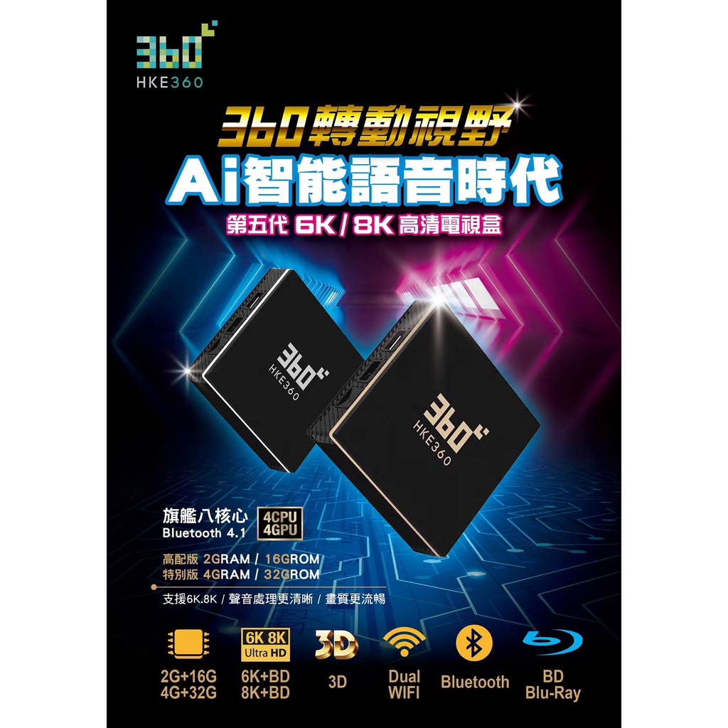 Tivi Box HKE360 Plus 8k Bản Ram 4GB-Rom 32GB Xem Kênh Truyền Hình Quốc Tế Nhật, Hàn, Trung, Đài Loan, HôngKông, Sport