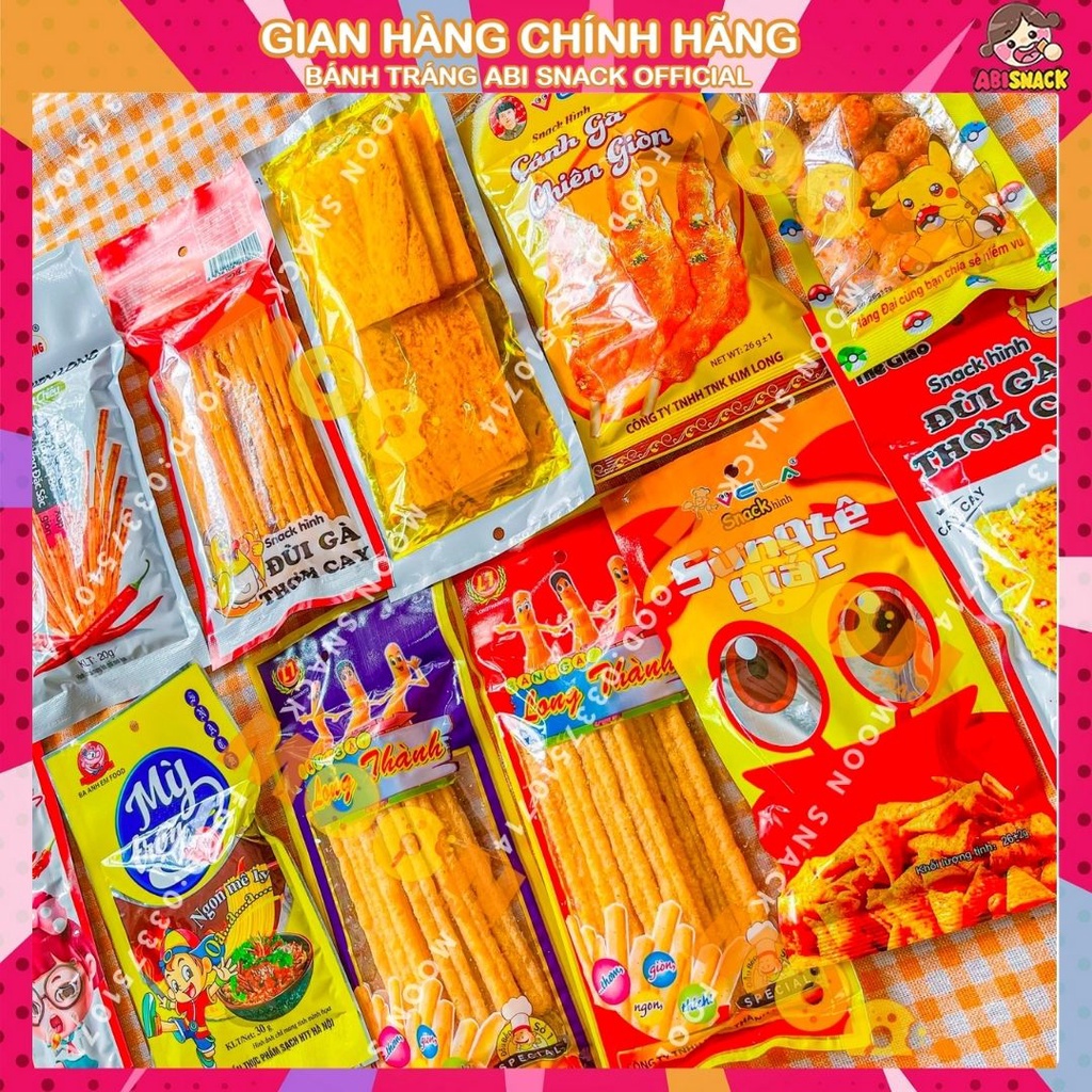 Tăm que cay tẩm vị ăn liền snack bim bim nhiều loại Hằng Đại/Thế Giai Việt Nam 20g-30g