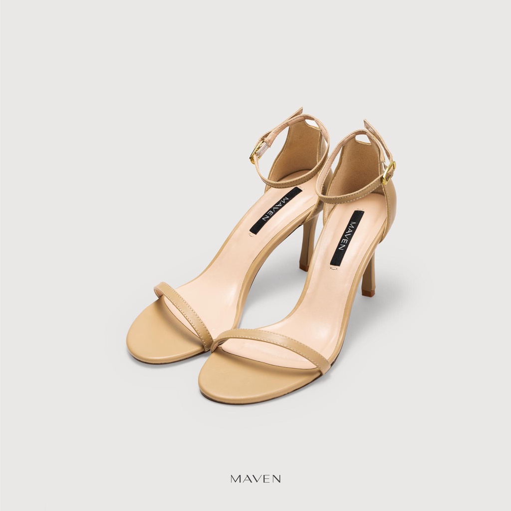 MAVEN - Giày cao gót quai mảnh Sarah Beige Heels
