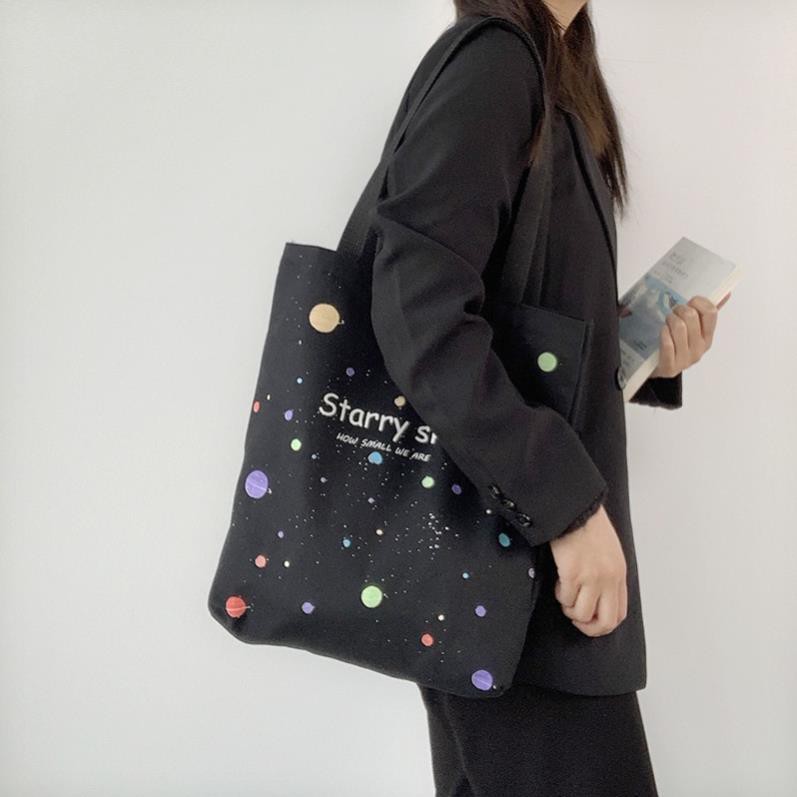 Túi vải canvas Starry Sky, túi vải đeo vai mới