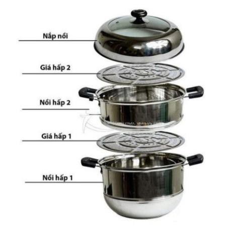 Nồi Hấp 3 Tầng Inox Size 28cm Tiện Dụng Dùng Cho Mọi Loại Bếp